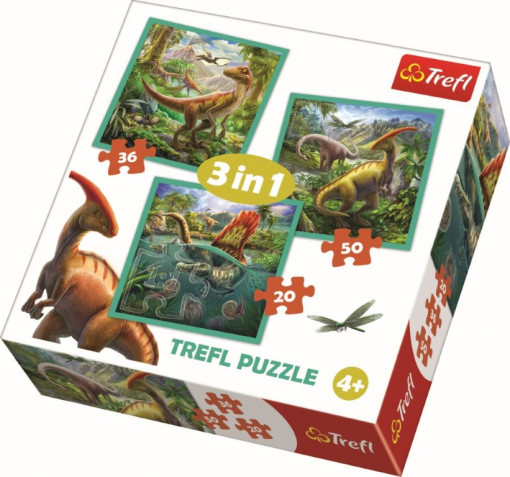 Puzzle Trefl 3in1 - Lumea Extraordinara a Dinozaurilor