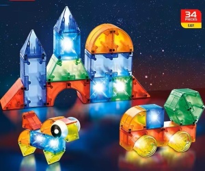 Joc Constructie Magnetic cu Lumini - 34 Piese - Img 6