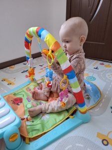 Saltea de Joaca pentru Bebelusi cu Sunete si Lumini Animalute Vesele - Piano Fitness - Img 6
