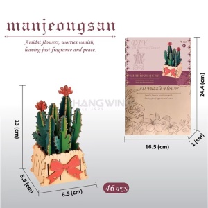 Puzzle 3D din Lemn 46 Piese - Cactusi in Ghiveci - Img 3