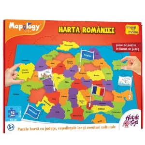 Harta Romaniei - Puzzle din Spuma Eva cu Judete, Resedintele lor si Aventuri Culturale - Img 1
