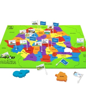 Harta Romaniei - Puzzle din Spuma Eva cu Judete, Resedintele lor si Aventuri Culturale - Img 2