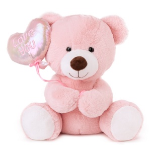 Ursulet Roz cu Balon Inima 22 cm - Img 4