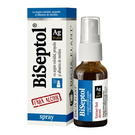 Biseptol Spray cu argint coloidal, 20ml, Dacia Plant