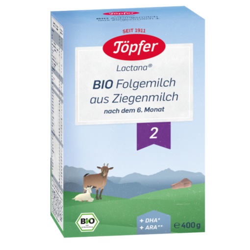 Lapte praf de capra, formula de continuare 2 Bio Lactana, 400 g, Topfer