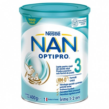 Nan 3 Optipro formula de lapte Premium, +12 luni, 400 g, Nestle