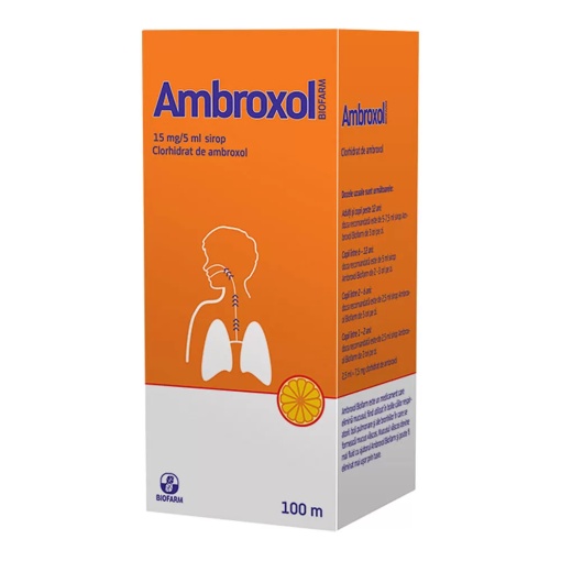 Ambroxol 15mg/5ml sirop, 100 ml, Biofarm