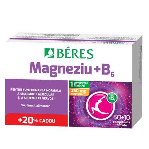 Magneziu + B6, 50 comprimate + 10 gratis, Beres