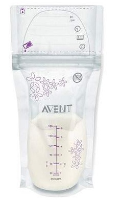Pungi de stocare a laptelui matern Philips Avent, 25 bucati, 180 ml, SCF603/25, Philips