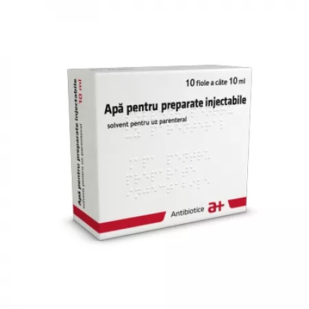 Apa pentru preparate injectabile, 10 fiole x 10 ml, Antibiotice SA