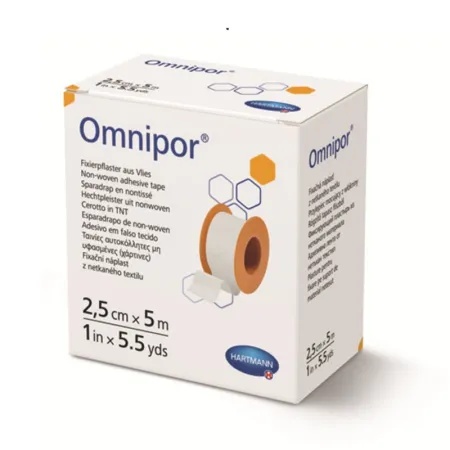 Plasture hipoalergen pe suport de hartie Omnipor, 2.5cmx5m, 1 bucata, Hartmann