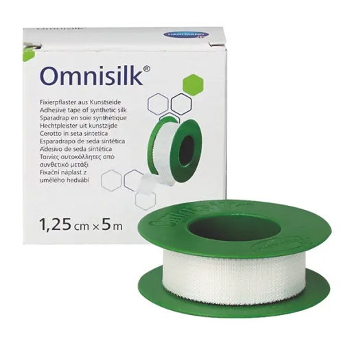 Plasture hipoalergenic pe suport de matase cu margini zimtate Omnisilk, 1.25cmx9.2m, Hartmann