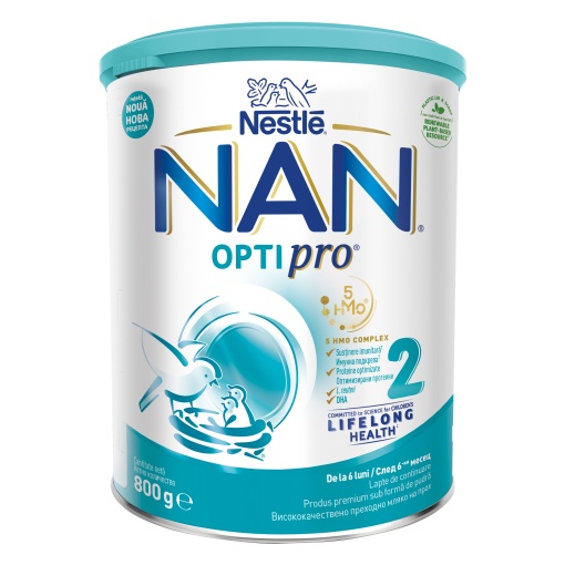 Formula lapte de continuare Nan 2 Optipro HMO, +6 luni, 800 g, Nestle