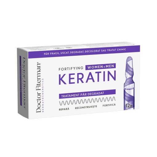 Tratament pentru par fragil Fortifying Keratin, 12 fiole x 10 ml, Fiterman