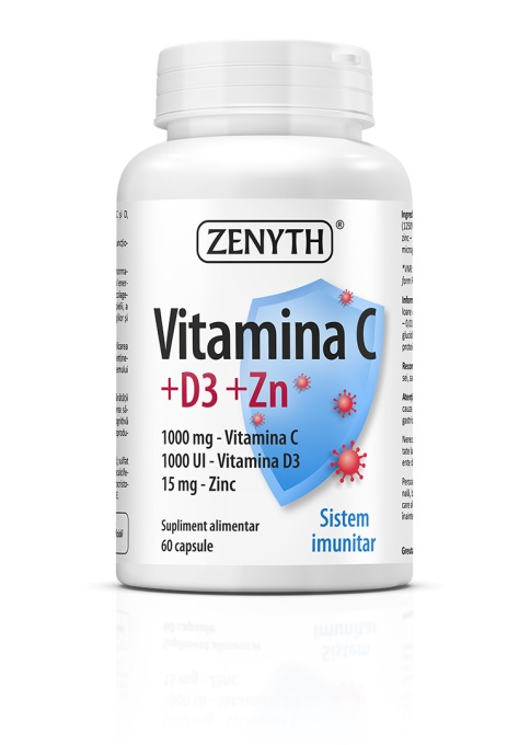 Vitamina C +D3 +Zn, 60 capsule, Zenyth