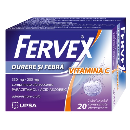 Fervex Durere Si Febra Vitamina C 330mg/200mg Ctx20cpr Eff