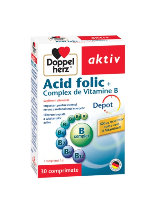 Acid folic + complex de vitamina B, 30 comprimate, Doppelherz