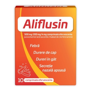 Aliflusin, 500 mg/200 mg/4 mg, 10 plicuri de granule efervescente, Natur Produkt Pharma