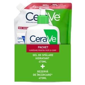 Pachet Gel de spalare hidratant, 473 ml + Rezerva Gel de spalare hidratant, 473 ml, CeraVe