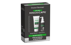 Pachet Spray impotriva caderii parului pentru barbati Minoxicapil, 60ml + Sampon impotriva caderii parului Minoxicapil, 200ml, Fiterman