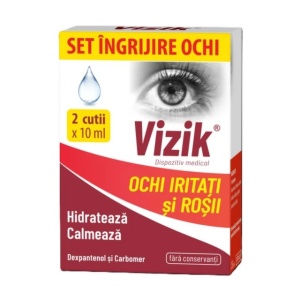 Picaturi pentru ochi iritati si rosii Vizik, Set 2x10ml, Zdrovit