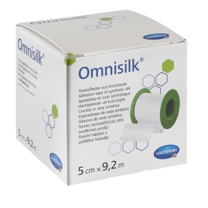 Plasture hipoalergenic pe suport de matase cu margini zimtate Omnisilk, 5cmx9.2m, Hartmann - Img 1