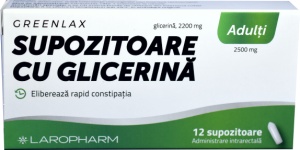 Supozitoare cu glicerina pentru adulti Greenlax, 12 bucati, Laropharm