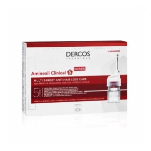 Tratament impotriva caderii parului pentru femei Aminexil Clinical 5 Dercos, 21 fiole x 6 ml, Vichy