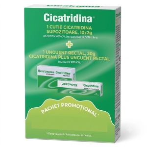 Cicatridina supozitoare 10 bucati x 2 g + Cicatridina unguent rectal plus 30 g, Naturpharma