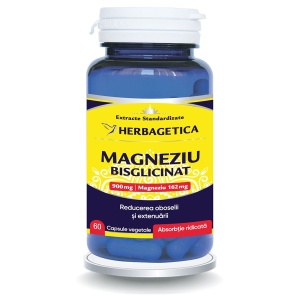 Magneziu Bisglicinat, 60 capsule vegetale, Herbagetica