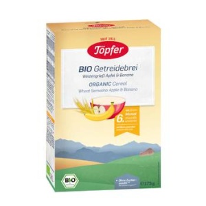 Cereale cu gris de grau, mere si banane +6 luni, 175 g, Topfer