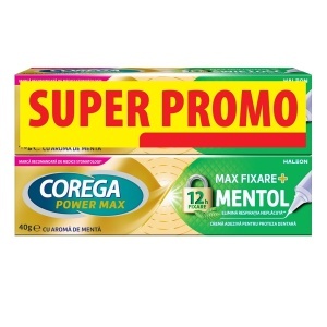 Pachet Crema adeziva pentru proteza dentara Max Fixare Mentol Corega, 2x40 g, Haleon