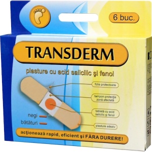 Plasturi pentru bataturi cu acid salicilic Transderm, 6 bucati, Cbf Optim Trading