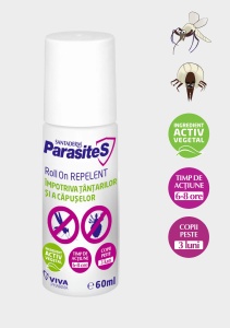 Roll-on repelent impotriva tantarilor si capuselor Parasites Santaderm, 60 ml, Viva Pharma