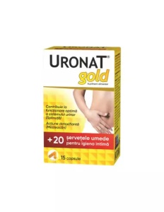 Uronat Gold,15 capsule+Servetele Umede pentru Igiena Intima, 20 bucati, Zdrovit