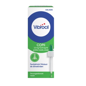 Vibrocil picaturi nazale, solutie, 2,5 mg/0,25 mg/ml, 15 ml, Haleon