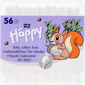 Betisoare de urechi cu opritor Baby Happy, 56+8 bucati, Bella