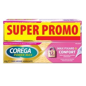 Pachet Crema adeziva pentru proteza dentara Max Fixare Confort Corega, 2x40 g, Haleon