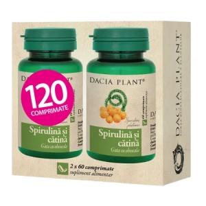 Pachet Spirulina si Catina, 120 comprimate, Dacia Plant