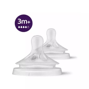 Tetina Philips Avent Natural Resonse, 3 luni+, debit 4, 2 bucati, SCY964/02, Philips