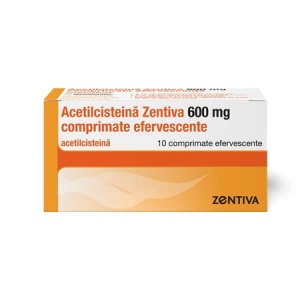 Acetilcisteina 600 mg, 10 comprimate efervescente, Zentiva