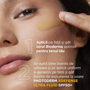 Fluid nuantator cu protectie solara fototip 3 SPF 50+, Shade 03 Photoderm Xdefense, 40 ml, Bioderma - Img 2