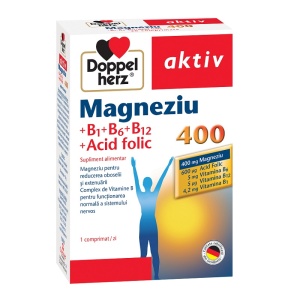 Magnesium 400+Acid folic+Vitamina B1+B6+B12, 30 comprimate, Doppelherz