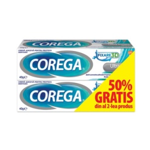 Pachet Cremă adezivă pentru proteza dentară Neutro Corega, 40 g + 40 g, Gsk