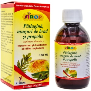 Sirop cu muguri de brad, cu patlagina si propolis, 200 ml, Elidor