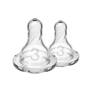 Tetine din silicon pentru biberoane cu gat ingust nivel 3 (6 luni+) , 2 buc