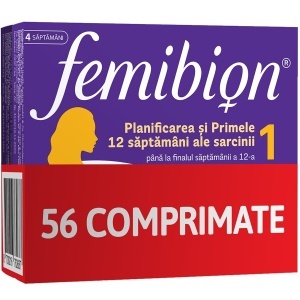 Femibion 1 Planificare si Sarcina, cu Acid Folic+Metafolin si Colina, 56 comprimate, Dr. Reddys