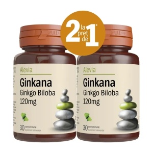 Pachet Ginkana Ginkgo Biloba 120 mg, 30+30 comprimate, Alevia