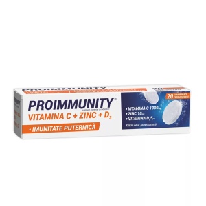 Proimmunity Vitamina C + Zinc + D3, 20 comprimate, Fiterman