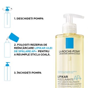 Rezerva eco Ulei de spalare relipidant pentru pielea uscata cu tendinta atopica Lipikar AP+, 400 ml, La Roche-Posay - Img 8
